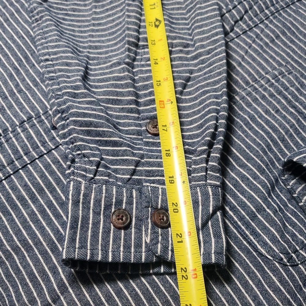 Duluth Trading Mens Free Swingin Flannel Shirt Size 2XL Tall Blue White Stripe - Picture 10 of 10